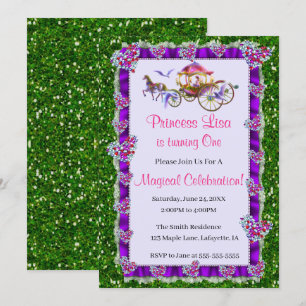 Green Glitter Royal Princess Birthday Invitation