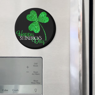 Green Glitter Shamrock Happy St Patrick’s Day T-S Magnet