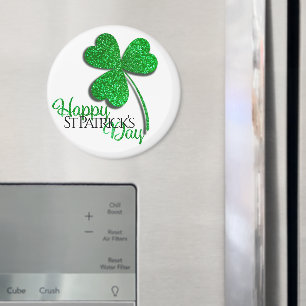 Green Glitter Shamrock Happy St Patrick’s Day T-S Magnet