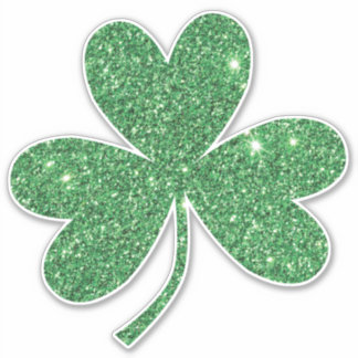 Green Glitter Shamrock Kiss-Cut Sticker