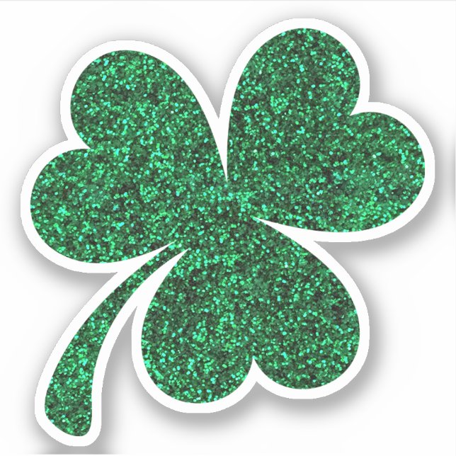 Green glitter shamrock three leaf clover (Front)