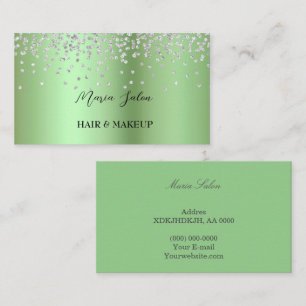 Green  glitter Silver  watercolor Business Card