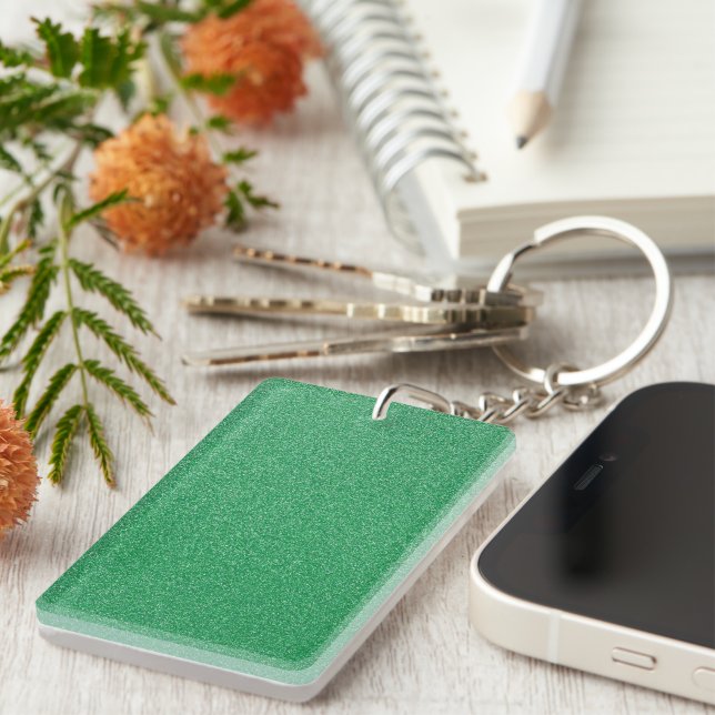 Green Glitter, Sparkle, Glitter Background Key Ring (Front Right)