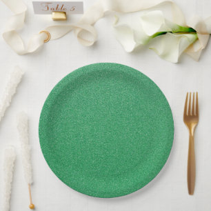 Green Glitter, Sparkle, Glitter Background Paper Plate