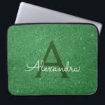 Green Glitter & Sparkle Monogram Irish Laptop Sleeve<br><div class="desc">Green Faux Glitter and Sparkle Elegant Birthday or St. Patrick's Day Laptop Case. Thia Irish Green Laptop case can be customised to include your initial and first name.</div>