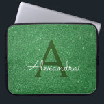 Green Glitter & Sparkle Monogram Irish Laptop Sleeve<br><div class="desc">Green Faux Glitter and Sparkle Elegant Birthday or St. Patrick's Day Laptop Case. Thia Irish Green Laptop case can be customised to include your initial and first name.</div>