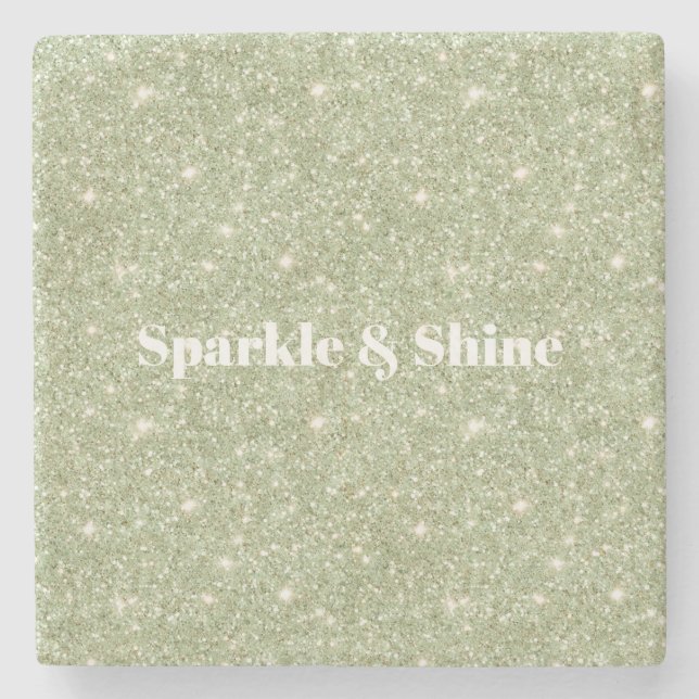 Green Glitter Sparkle Stone Coaster (Front)