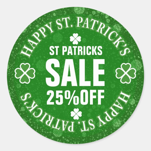 Green Glitter St Patrick's Custom Sale Sticker (Front)