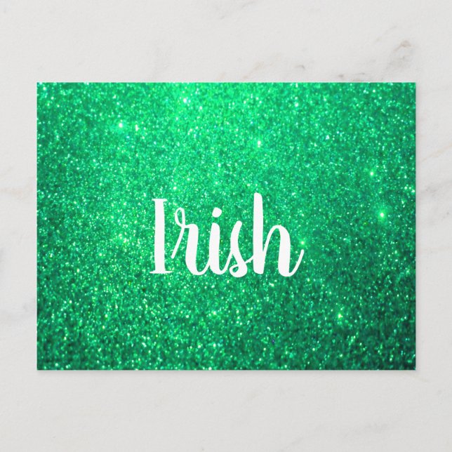 Green Glitter St Patrick's Day Irish Colourful Coo Postcard (Front)