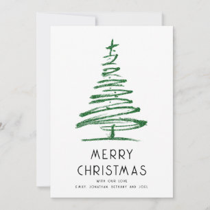 Green Glitter Tree 2026 Calendar Merry Christmas Holiday Card