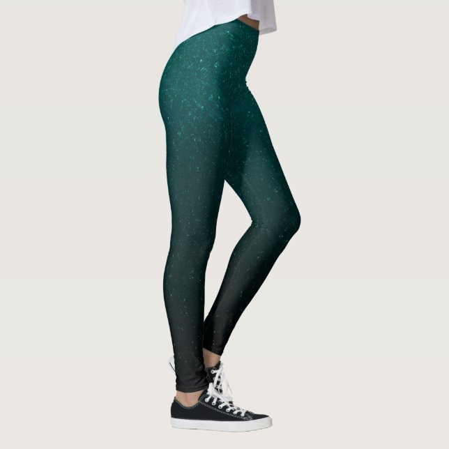 Green Glitter Trendy Fashionable Yoga Leggings (Right)