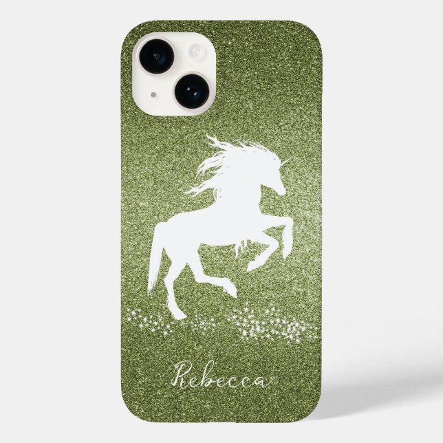 Green Glitter Unicorn Case-Mate iPhone Case (Back)