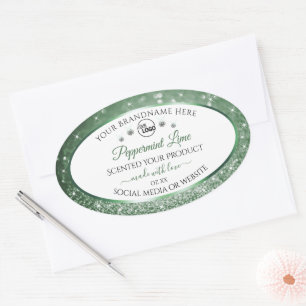 Green Glitter White Product Labels Logo Diamonds