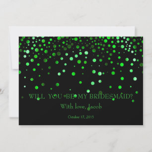 Green Glitter Will You Be My Bridesmaid Invitation