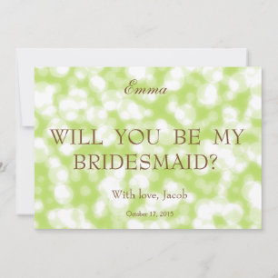 Green Glitter Will You Be My Bridesmaid Invitation