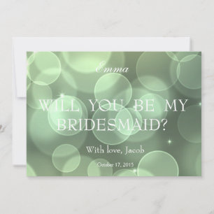 Green Glitter Will You Be My Bridesmaid Invitation