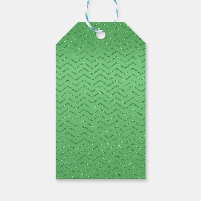 Green Glittery Zig-Zag Gift Tag (Front)