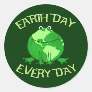 Green Globe Frog Environment Recycle Sticker