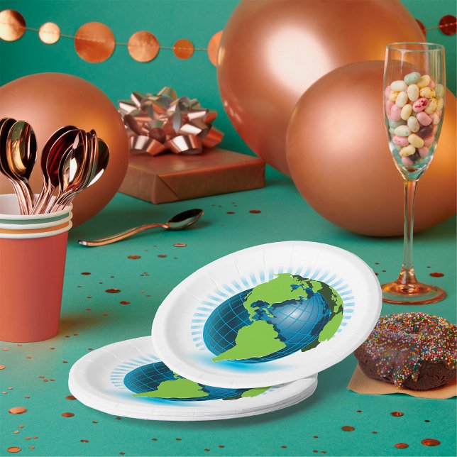 Green Globe Paper Plate (Creator Uploaded)