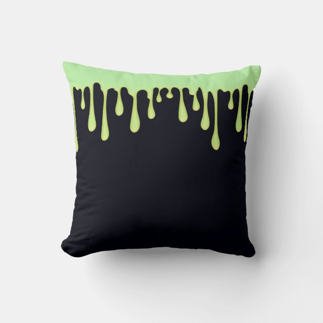 Green Glow Drips Dripping Halloween  Cushion (Front)