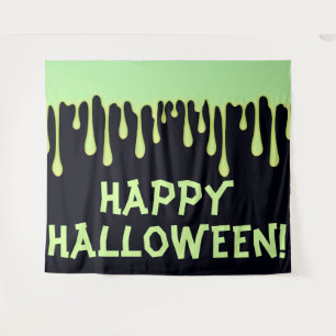 Green Glow Drips Dripping Halloween Party Tapestry