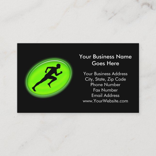 Green Glow Fitness and Personal Training Logo Business Card (Front)