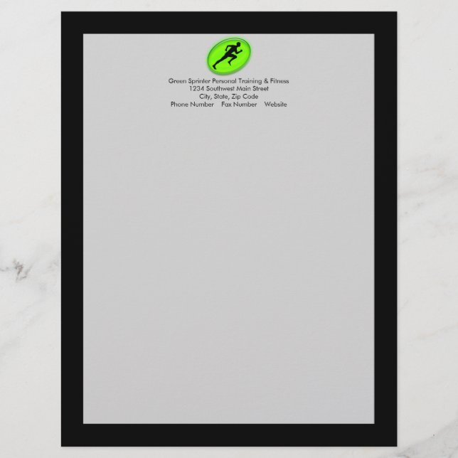 Green Glow Fitness Logo Customized Letterhead (Front)
