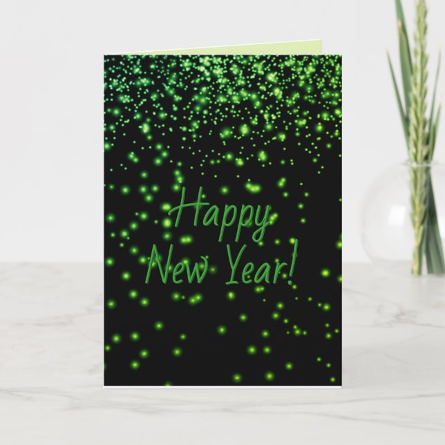 Green Glow HAPPY NEW YEAR Personalised Card (Front)