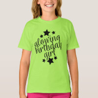 Green Glow Party Birthday -  Girls Ruffle T-Shirt