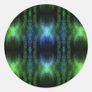 Green Glow Snake Skin Classic Round Sticker