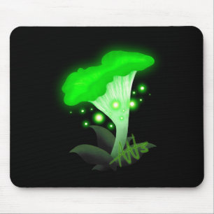 Green Glowing Mushroom Mouse Mat