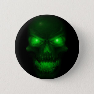 Green Glowing Skull 6 Cm Round Badge