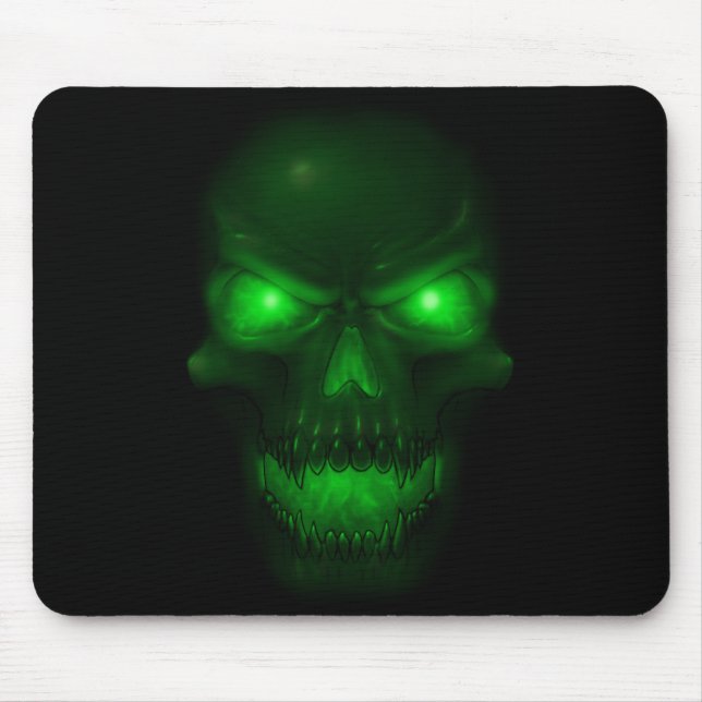 Green Glowing Skull Mouse Mat (Front)