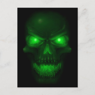 Green Glowing Skull Postcard