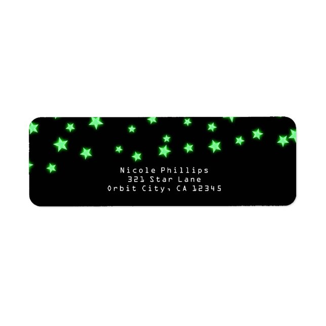 Green Glowing Stars Birthday Party Invitation (Front)