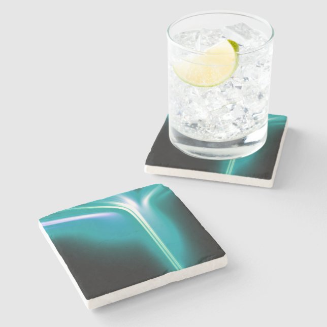 Green Glowing Waterfall of Light Drink Coaster (Side)