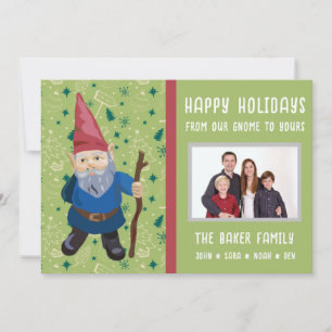 Green Gnome for the Holidays Christmas Photo Holiday Card