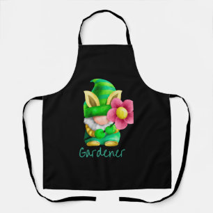 Green Gnome Gardener with Pink Flower Apron