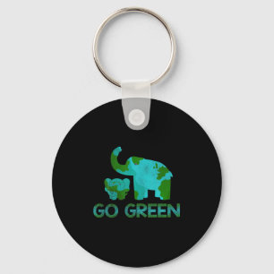 Green Go Elephant Nature Climate Protect Hour Day Key Ring