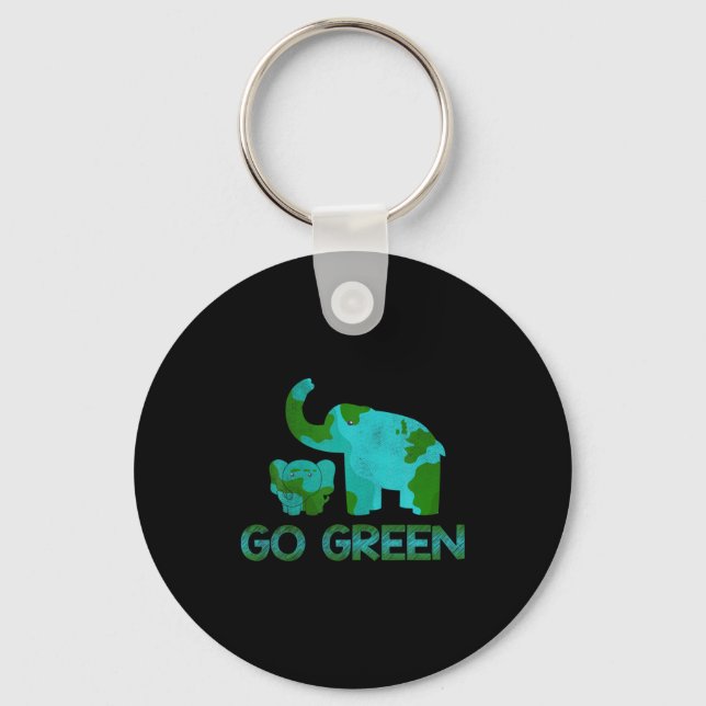 Green Go Elephant Nature Climate Protect Hour Day  Key Ring (Front)