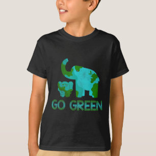Green Go Elephant Nature Climate Protect Hour Day T-Shirt