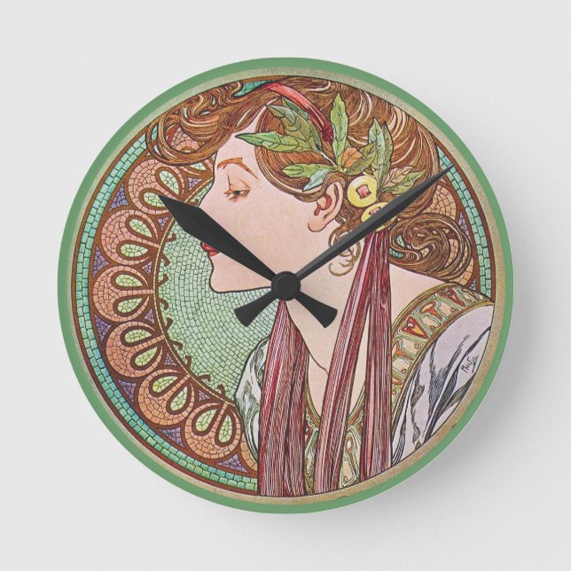 Green Goddess Art Round Clock (Front)
