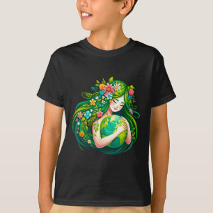 Green Goddess Earth Day Save Our Planet Women Girl T-Shirt