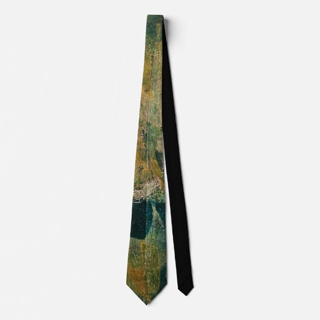 Green & Gold, A Gel Print Abstract Tie (Front)