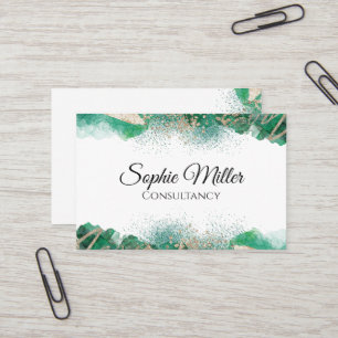 Green Gold Abstract Custom Modern Business Card