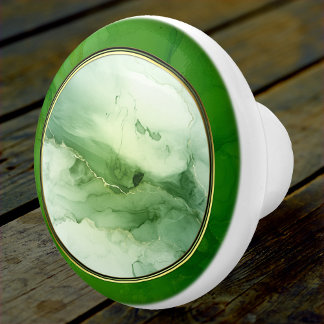 Green Gold Abstract Custom Photo Ceramic Knob