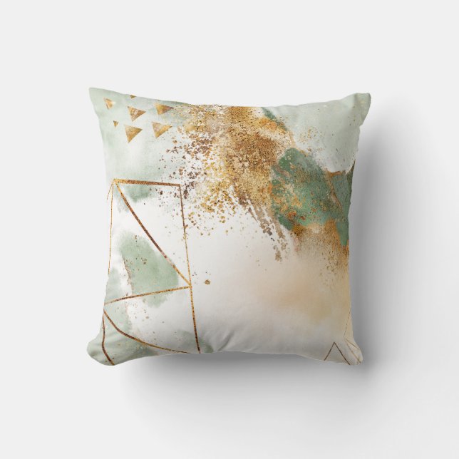 Green Gold Abstract Design Elegant  Cushion (Front)