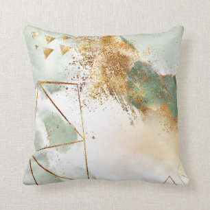 Green Gold Abstract Design Elegant  Cushion