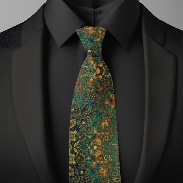 Green Gold Abstract Pattern Tie (Creator Uploaded)