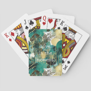 Green Gold Abstract Playing Cards